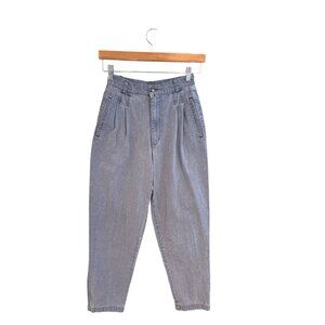Vintage The North Face Womens Size 6 High-Waisted Pleated Blue Denim Tapered Pan